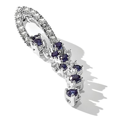14K White Gold 1/5 ct tw Sapphire & Lab-Created Sapphire Slide Pendant – view 5