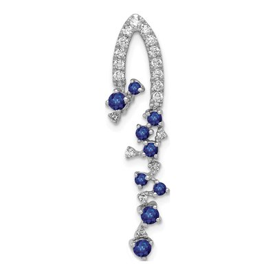 14K White Gold 1/5 ct tw Sapphire & Lab-Created Sapphire Slide Pendant