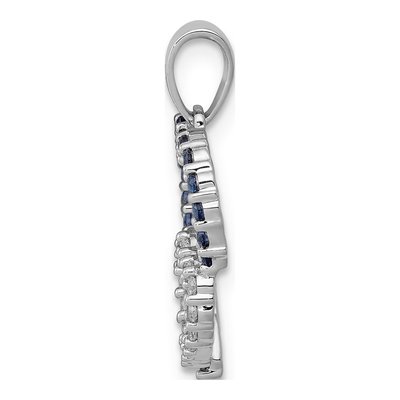 14K White Gold 0.11 ct tw Sapphire & Diamond Double Heart Pendant – view 3