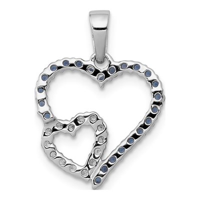 14K White Gold 0.11 ct tw Sapphire & Diamond Double Heart Pendant – view 4