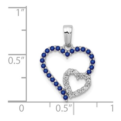 14K White Gold 0.11 ct tw Sapphire & Diamond Double Heart Pendant – view 5