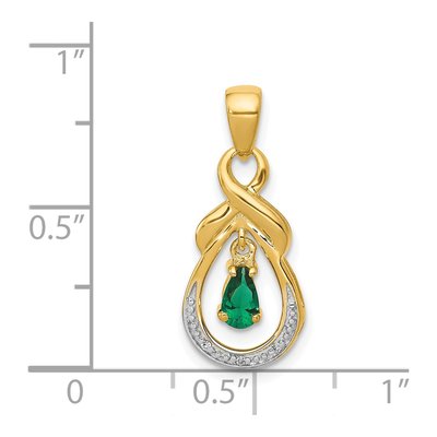 14K Yellow Gold Emerald & Diamond Pear Pendant – view 4