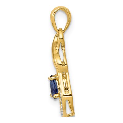 10K Yellow Gold Sapphire & Diamond Pear Pendant – view 3