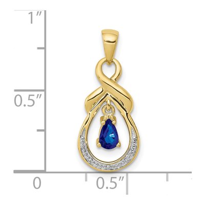 10K Yellow Gold Sapphire & Diamond Pear Pendant – view 4