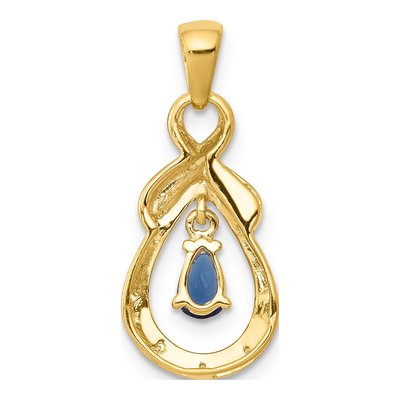 10K Yellow Gold Sapphire & Diamond Pear Pendant – view 5