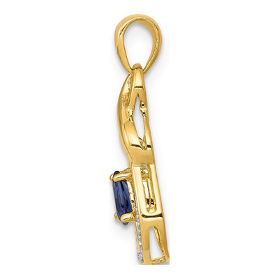 14K Yellow Gold Sapphire & Diamond Pear Pendant – view 3