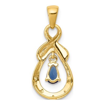 14K Yellow Gold Sapphire & Diamond Pear Pendant – view 4