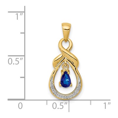 14K Yellow Gold Sapphire & Diamond Pear Pendant – view 5