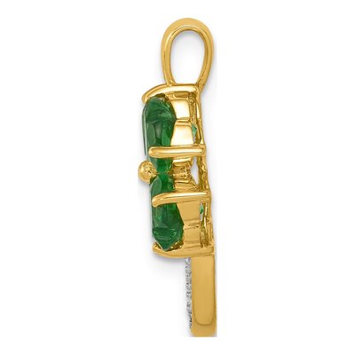 14K Yellow Gold Lab-Created Emerald & Diamond Clover Pendant – view 3