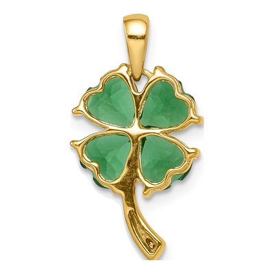 14K Yellow Gold Lab-Created Emerald & Diamond Clover Pendant – view 4