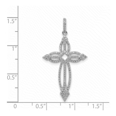 14K White Gold 1/3 ct tw Diamond Fancy Cross Pendant – view 4