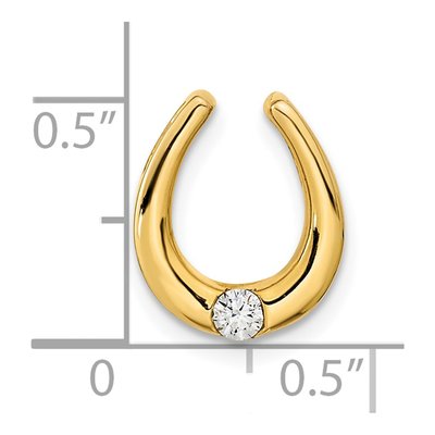 14K Yellow Gold 1/15 ct tw Diamond Horseshoe Slide Pendant – view 2
