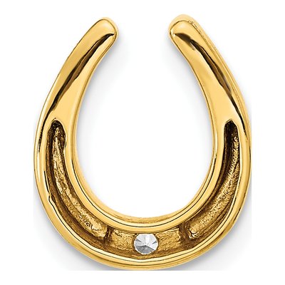 14K Yellow Gold 1/15 ct tw Diamond Horseshoe Slide Pendant – view 3