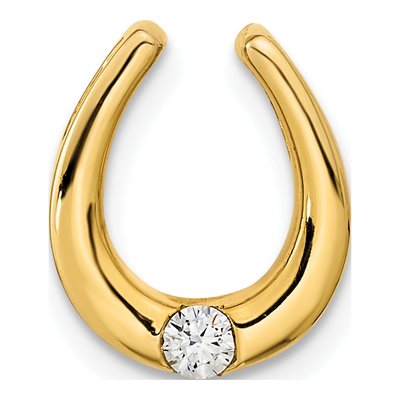 14K Yellow Gold 1/15 ct tw Diamond Horseshoe Slide Pendant