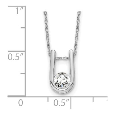14K White Gold 1/3 ct tw Lab-Grown Diamond Round U-Shape Pendant Necklace – view 4