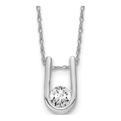 14K White Gold 1/3 ct tw Lab-Grown Diamond Round U-Shape Pendant Necklace