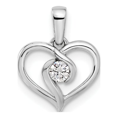 14K White Gold 1/10 ct tw Lab-Grown Diamond Heart Pendant