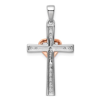 14K Two-Tone Gold 1/8 ct tw Lab-Grown Diamond Cross Pendant – view 3