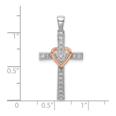 14K Two-Tone Gold 1/8 ct tw Lab-Grown Diamond Cross Pendant – view 4