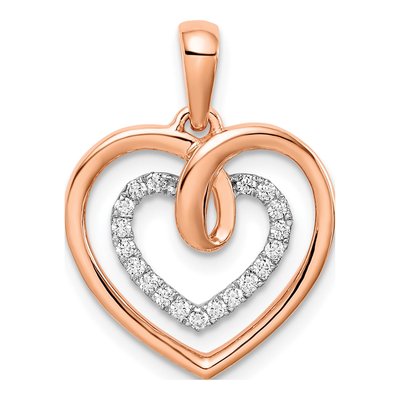 14K Two-Tone Gold 1/10 ct tw Diamond Heart Pendant