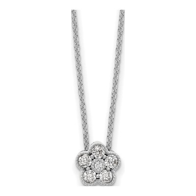 14K White Gold 1/4 ct tw Lab-Grown Diamond Floral Necklace