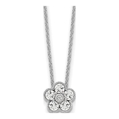 14K White Gold 1/2 ct tw Lab-Grown Diamond Floral Necklace