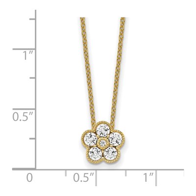 14K Yellow Gold 1/2 ct tw Lab-Grown Diamond Floral Necklace – view 8