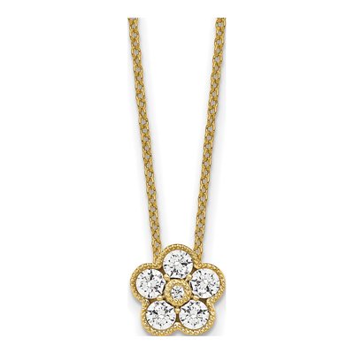 14K Yellow Gold 1/2 ct tw Lab-Grown Diamond Floral Necklace