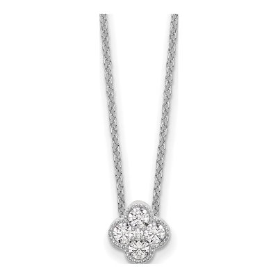 14K White Gold 1/4 ct tw Lab-Grown Diamond Floral Necklace