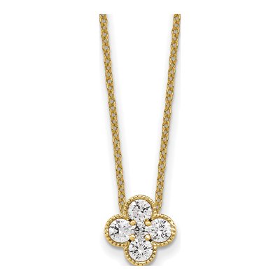 14K Yellow Gold 1/2 ct tw Lab-Grown Diamond Floral Necklace