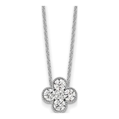 14K White Gold 3/4 ct tw Lab-Grown Diamond Floral Necklace