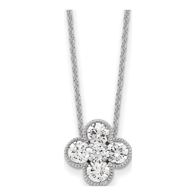 14K White Gold 1 ct tw Lab-Grown Diamond Bloom Floral Necklace