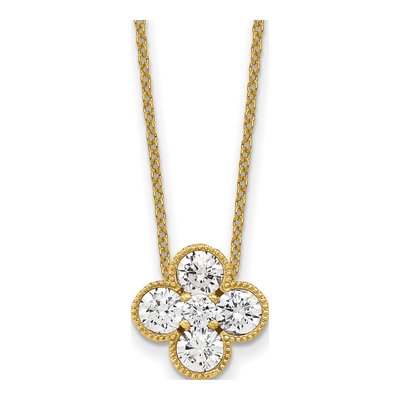 14K Yellow Gold 1 ct tw Lab-Grown Diamond Bloom Necklace