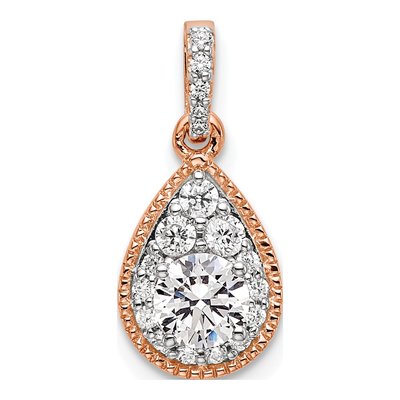 14K Rose Gold 1/2 ct tw Lab-Grown Diamond Teardrop Pendant