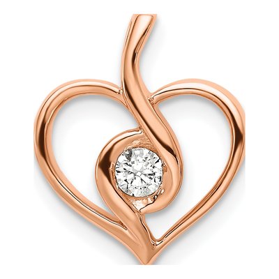 14K Rose Gold 1/10 ct tw Lab-Grown Diamond Open Heart Pendant