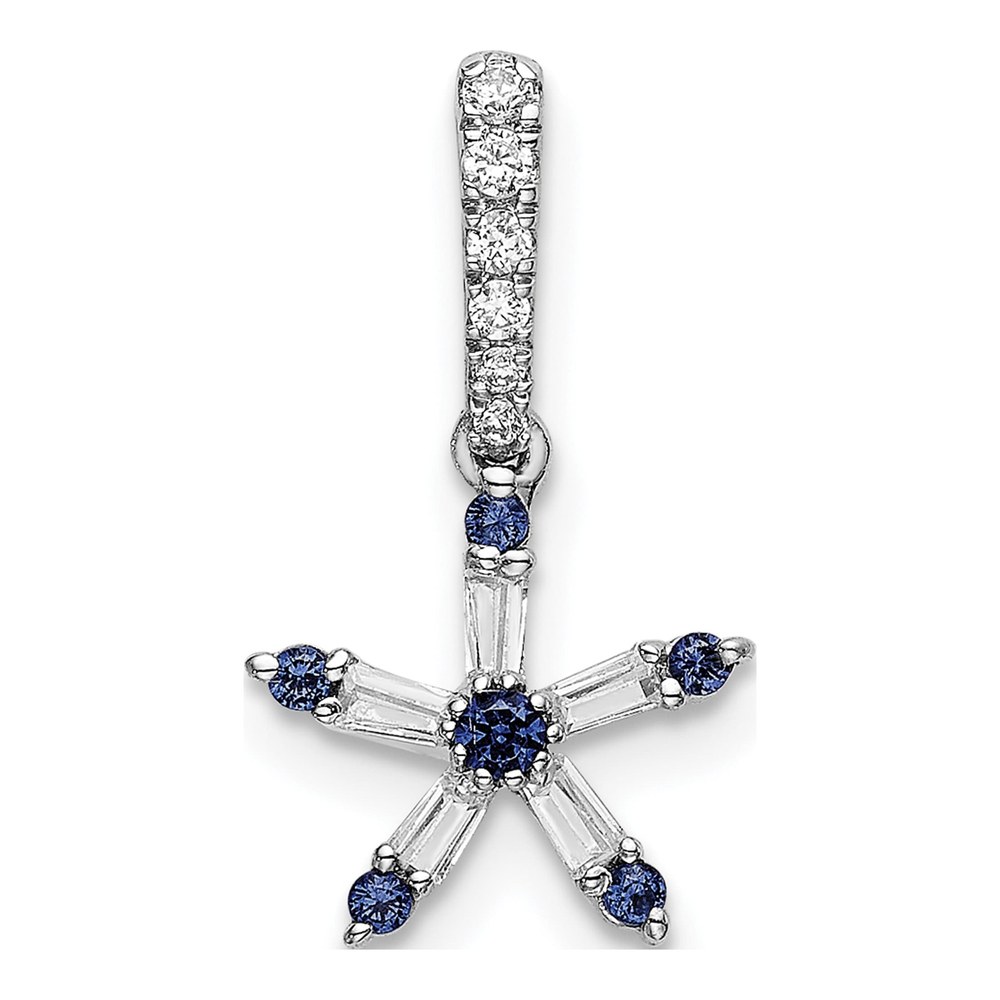 14K White Gold 1/10 ct tw Sapphire & Diamond Star Pendant