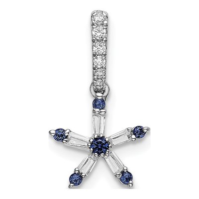 14K White Gold 1/10 ct tw Sapphire & Diamond Star Pendant