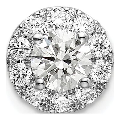 14K White Gold 3/4 ct tw Lab-Grown Diamond Halo Slide Pendant
