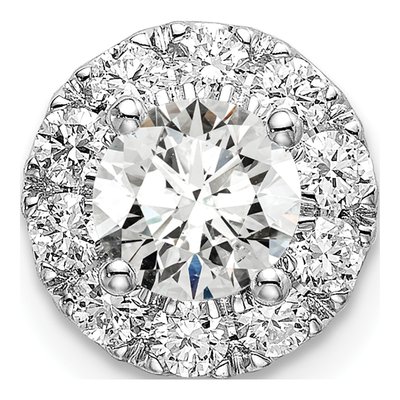 14K White Gold 1 ct tw Lab-Grown Diamond Halo Slide Pendant