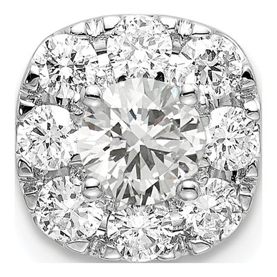 14K White Gold 3/4 ct tw Lab-Grown Diamond Halo Slide Pendant