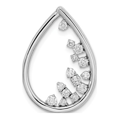 14K White Gold 1/3 ct tw Diamond Teardrop Slide Pendant