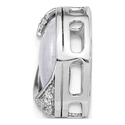 14K White Gold Diamond And Moonstone Moon & Star Chain Slide – view 3