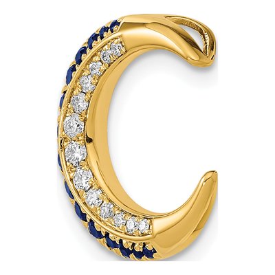 14K Yellow Gold 1/8 ct tw Sapphire & Diamond Moon Slide Pendant – view 5