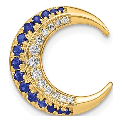 14K Yellow Gold 1/8 ct tw Sapphire & Diamond Moon Slide Pendant