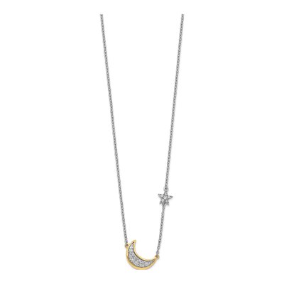 14K Two-Tone Gold 1/6 ct tw Diamond Moon Star Pendant Necklace – view 3