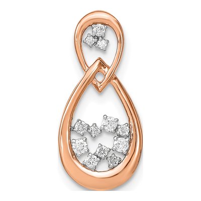 14K Rose Gold 1/8 ct tw Diamond Double Teardrop Slide Pendant