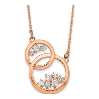 14K Rose Gold 1/4 ct tw Diamond Interlocked Circles Necklace