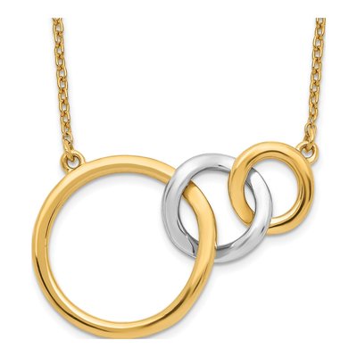 14K Two-Tone Gold Triple Circles Necklace
