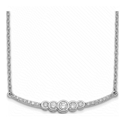 14K White Gold 1/5 ct tw Diamond Curved Bar Necklace