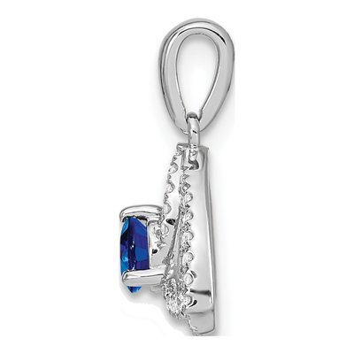 14K White Gold 1/10 ct tw Sapphire & Diamond Triangle Pendant – view 3